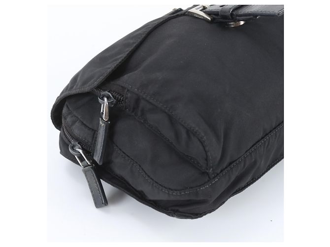 Bolsa de ombro em couro e nylon Tessuto com logo triangular Prada Preto - vista 6