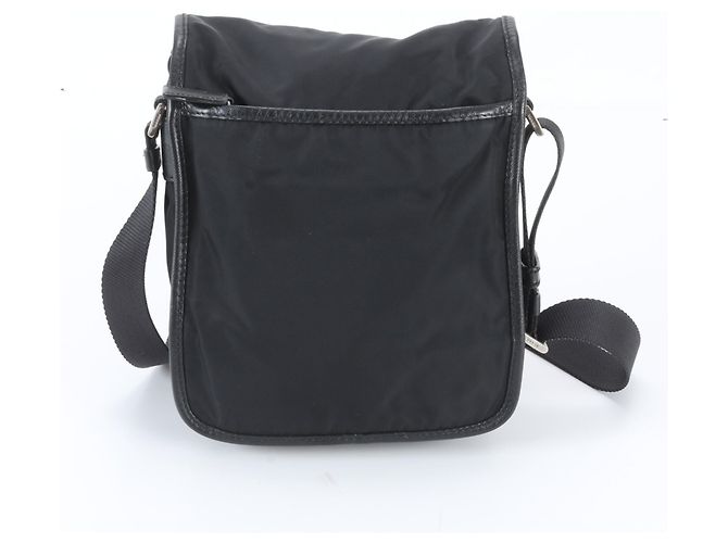Bolsa Messenger Prada em nylon Tessuto e couro Saffiano Preto - vista 3