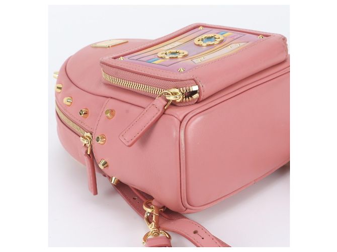 Zaino e Borsa a Tracolla in Pelle Borchiata MCM Cassette Rosa - vista 5