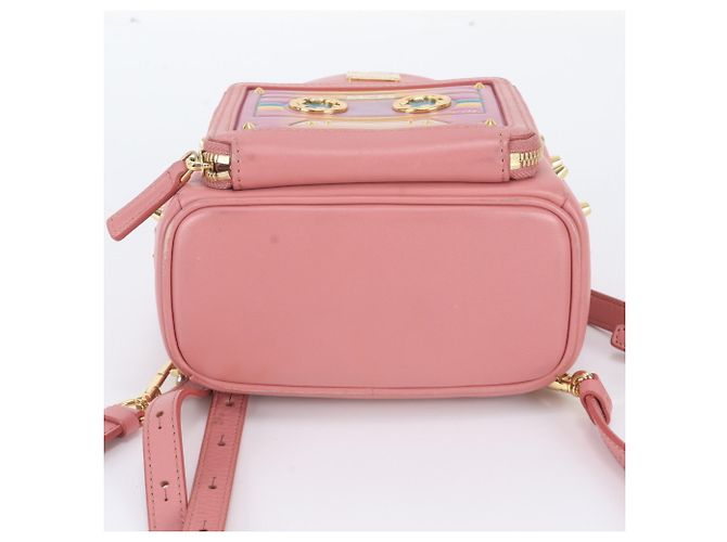 Zaino e Borsa a Tracolla in Pelle Borchiata MCM Cassette Rosa - vista 6