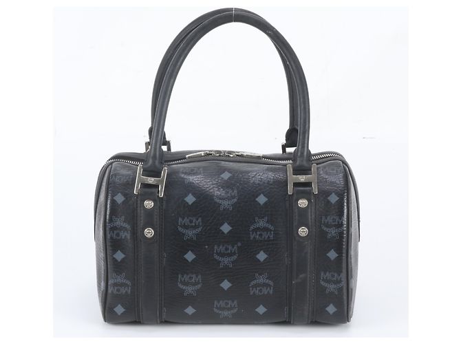 Borsa Mini Boston MCM Visetos in pelle Marrone Nero - vista 3