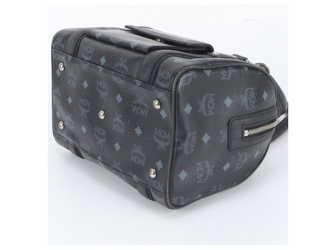 Borsa Mini Boston MCM Visetos in pelle Marrone Nero - vista 4