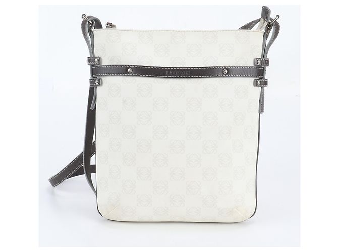 Loewe Anagram Schultertasche aus Leder Braun Weiß - Ansicht 3