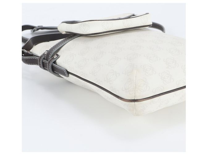 Loewe Anagram Schultertasche aus Leder Braun Weiß - Ansicht 5
