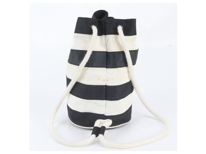 Borsa a tracolla a righe Chanel Nero Bianco - vista 2
