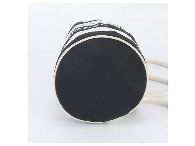 Borsa a tracolla a righe Chanel Nero Bianco - vista 5