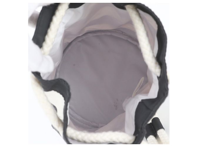 Borsa a tracolla a righe Chanel Nero Bianco - vista 6