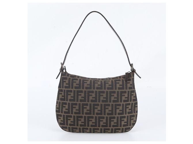 Fendi Zucca Leather Shoulder Bag Brown - view 3
