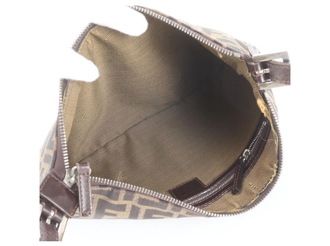 Fendi Zucca Leather Shoulder Bag Brown - view 7