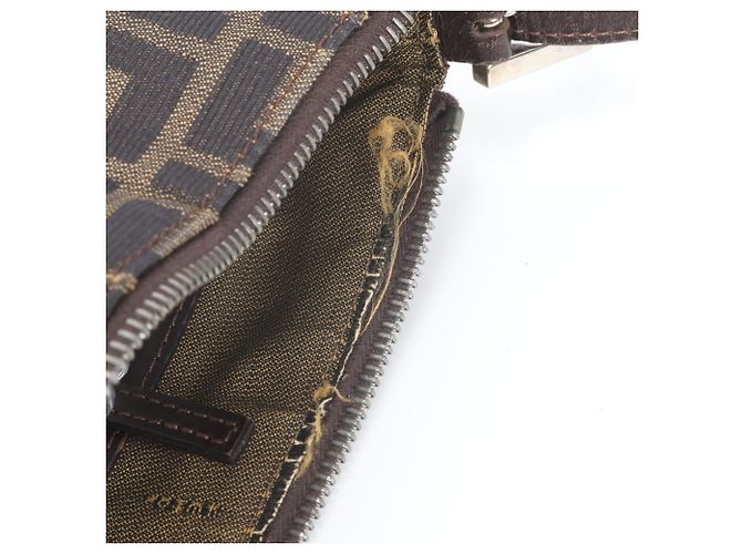 Fendi Zucca Leather Shoulder Bag Brown - view 8
