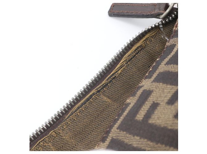 Fendi Zucca Leather Shoulder Bag Brown - view 9