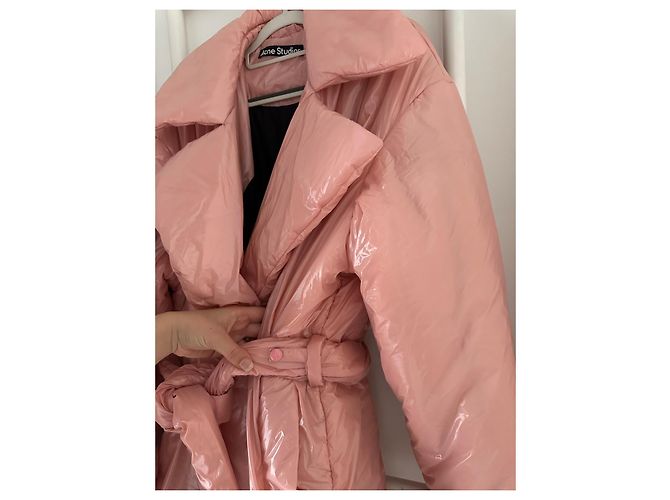 Acne Studios Casaco Puffer Rosa com Cinto - vista 14