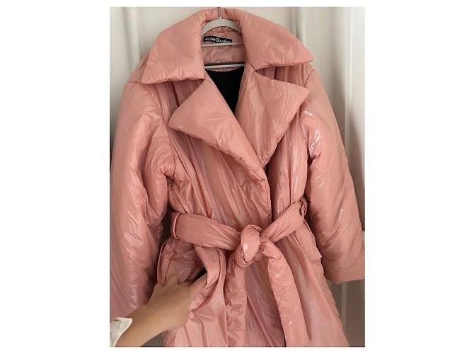 Acne Studios Casaco Puffer Rosa com Cinto - vista 15