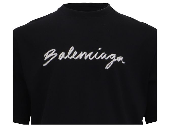 Everyday T-shirt Balenciaga Script Logo in cotone nero - vista 2