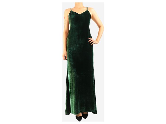 Reformation Vestido maxi de terciopelo verde - talla S - vista 3