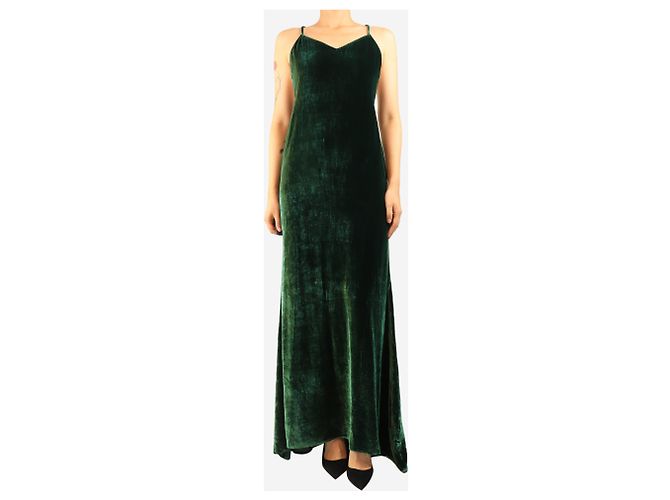 Reformation Vestido maxi de terciopelo verde - talla S - vista 4