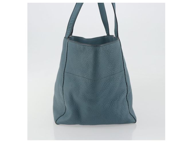 PRADA Sac Tote en cuir bleu clair ton or - vue 4