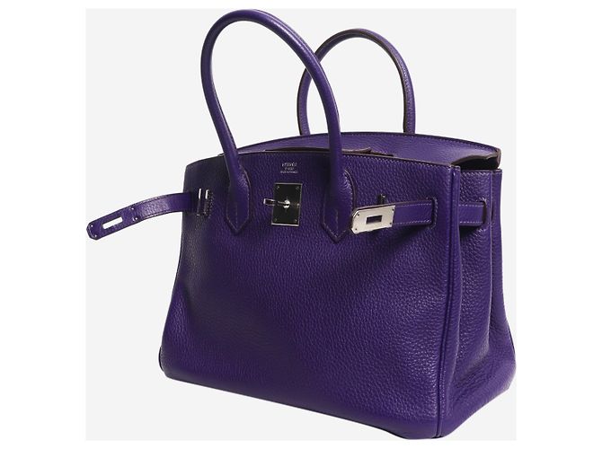 Hermès Borsa Birkin 30 2010 viola in pelle Clemence Porpora - vista 5