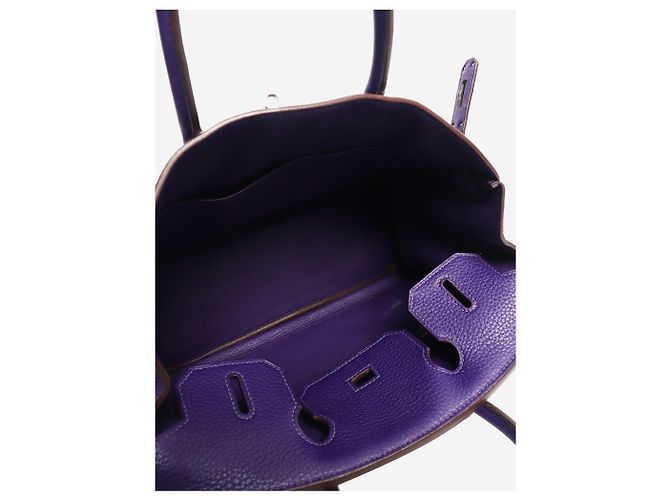 Hermès Borsa Birkin 30 2010 viola in pelle Clemence Porpora - vista 6