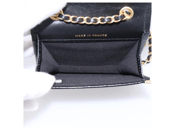 CHANEL Chain Shoulder Pouch Matelasse Leather Black Gold CC - vista 11