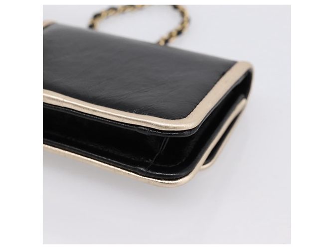 CHANEL Chain Shoulder Pouch Matelasse Leather Black Gold CC - vista 15