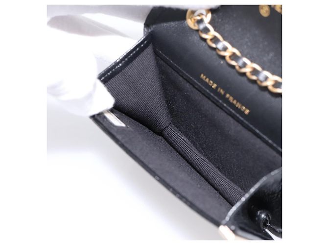 CHANEL Chain Shoulder Pouch Matelasse Leather Black Gold CC - vista 18