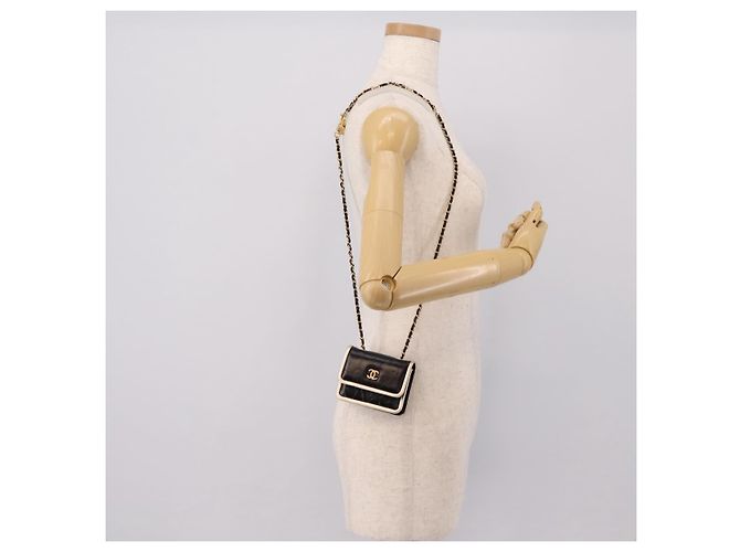 CHANEL Chain Shoulder Pouch Matelasse Leather Black Gold CC - vista 19