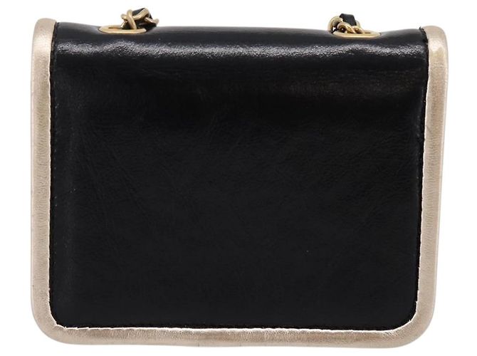 CHANEL Chain Shoulder Pouch Matelasse Leather Black Gold CC - vista 2