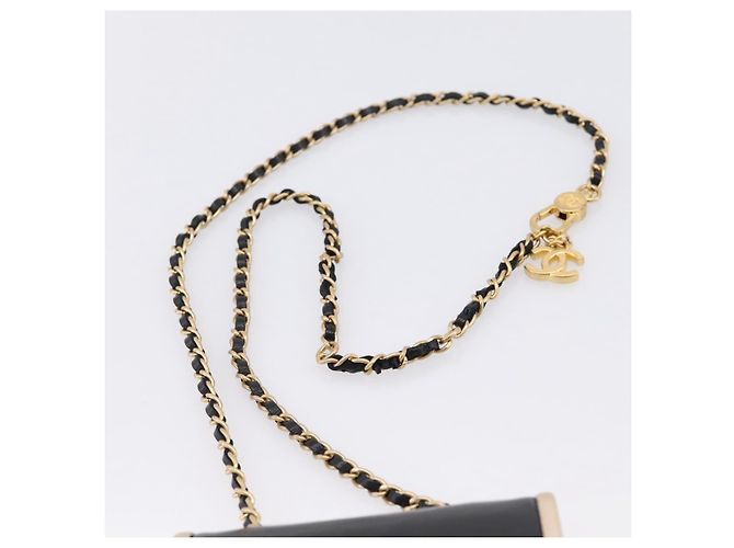 CHANEL Chain Shoulder Pouch Matelasse Leather Black Gold CC - vista 8
