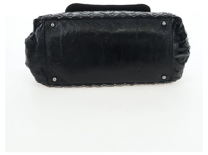 CHANEL Chain Shoulder Bag Patent Black Silver CC - vista 5