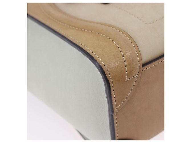 Céline CELINE Luggage Nano Hand Bag Leather Suede 2way Beige Gold - vista 16