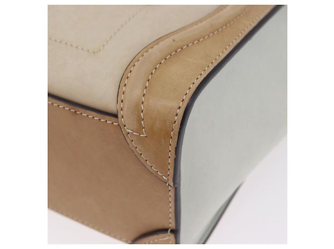 Céline CELINE Luggage Nano Hand Bag Leather Suede 2way Beige Gold - vista 17