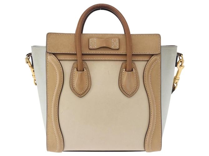 Céline CELINE Luggage Nano Hand Bag Leather Suede 2way Beige Gold - vista 2
