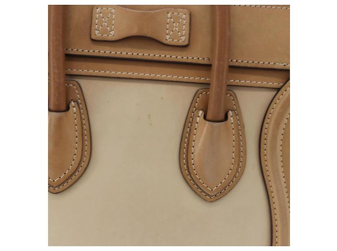 Céline CELINE Luggage Nano Hand Bag Leather Suede 2way Beige Gold - vista 3