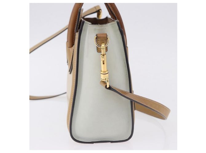 Céline CELINE Luggage Nano Hand Bag Leather Suede 2way Beige Gold - vista 5