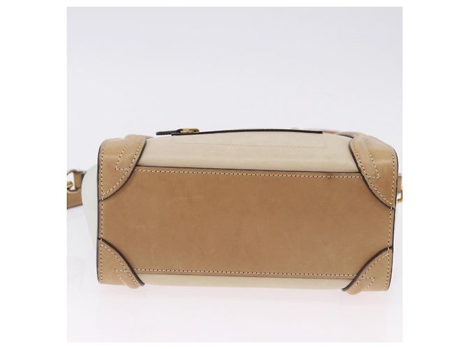 Céline CELINE Luggage Nano Hand Bag Leather Suede 2way Beige Gold - vista 6