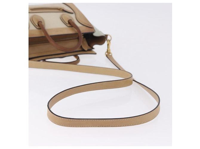 Céline CELINE Luggage Nano Hand Bag Leather Suede 2way Beige Gold - vista 9