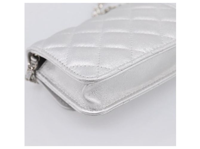 CHANEL Matelasse Chain Shoulder Bag Lamb Skin Navy CC - vista 16
