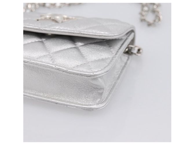 CHANEL Matelasse Chain Shoulder Bag Lamb Skin Navy CC - vista 9