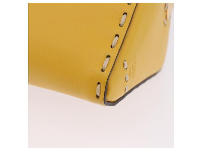 FENDI Celeria Triangle Shoulder Bag Leather Yellow Gold Tone 8BS053 - vista 18