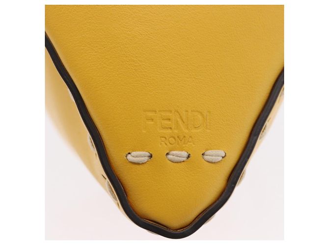 FENDI Celeria Triangle Shoulder Bag Leather Yellow Gold Tone 8BS053 - vista 8