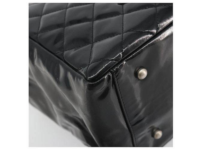 CHANEL Matelasse Chain Shoulder Bag Patent Leather Black Silver CC - vista 14