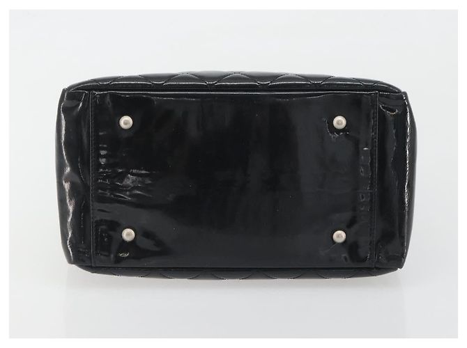 CHANEL Matelasse Chain Shoulder Bag Patent Leather Black Silver CC - vista 5