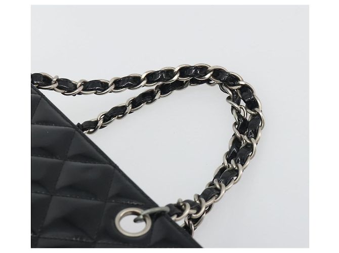 CHANEL Matelasse Chain Shoulder Bag Patent Leather Black Silver CC - vista 8