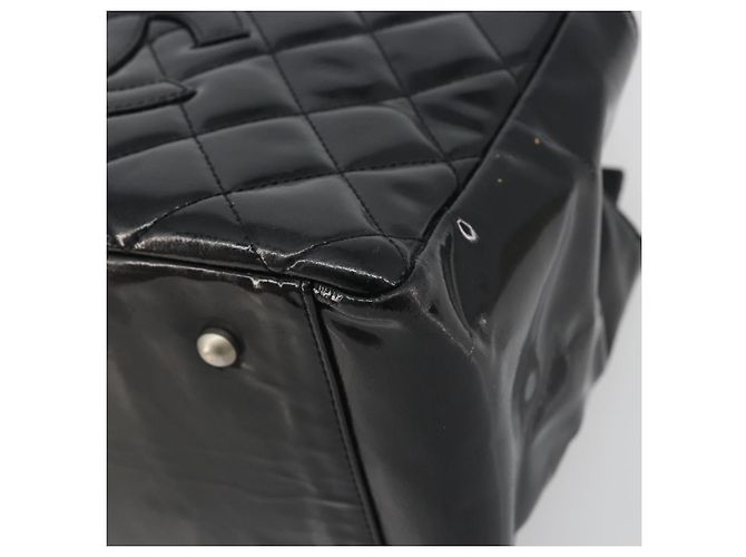 CHANEL Matelasse Chain Shoulder Bag Patent Leather Black Silver CC - vista 9