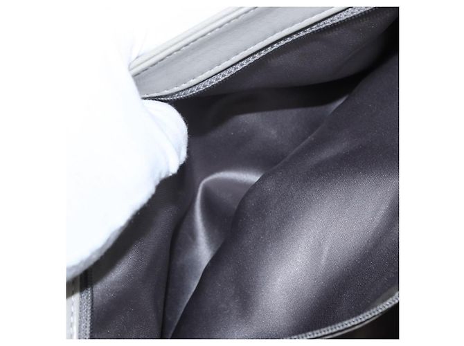 CHANEL Lammleder Schultertasche mit Kette Grau Silber CC - Ansicht 22