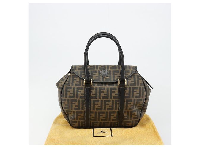 FENDI Zucca Canvas Hand Bag Black Brown - vista 12