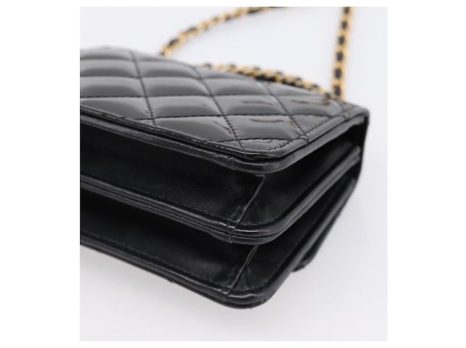 CHANEL Matelasse Hand Bag Patent Leather 2way Black Gold CC - vista 14