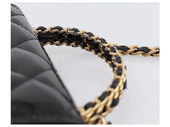 CHANEL Matelasse Hand Bag Patent Leather 2way Black Gold CC - vista 8