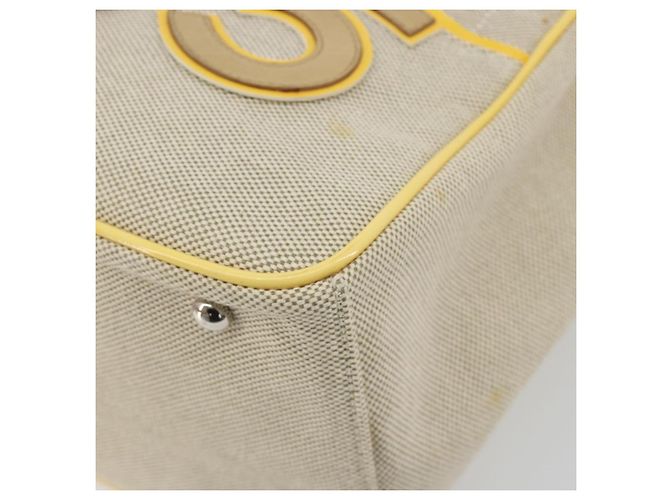 CHANEL Choco Bar Cambon Chain Tote Bag Canvas Beige Silver CC - Ansicht 10